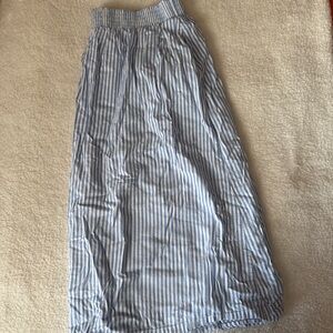 Blue and White Stripe Midi Skirt